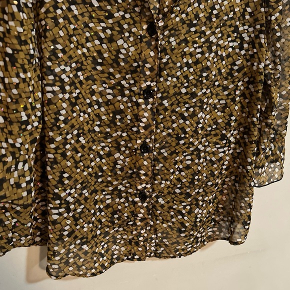 G Lance Women’s Top Geometric Sheer Y2K Sparkling Beads 3/4 Sleeve *read* - Picture 6 of 8